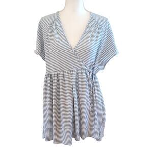 Urban Outfitters Blue White Stripe Wrap Mini Dress Size Medium